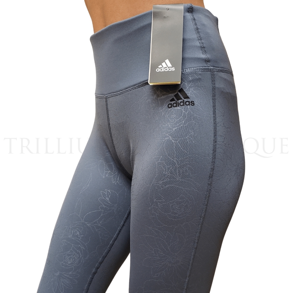 Adidas Climalite Women's Embossed Cold Weather Tights Blue NWT! - Picture 3 of 8